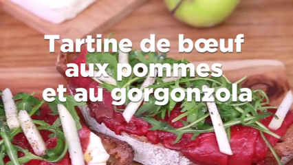 Tartines de bœuf aux pommes et au gorgonzola