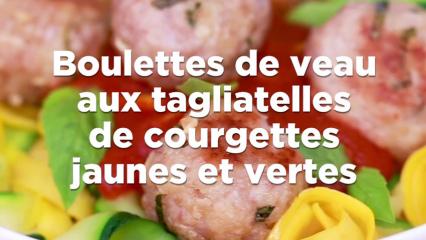 Boulettes de veau aux tagliatelles de courgettes jaunes et vertes