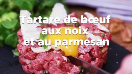 Tartare de bœuf aux noix et au parmesan